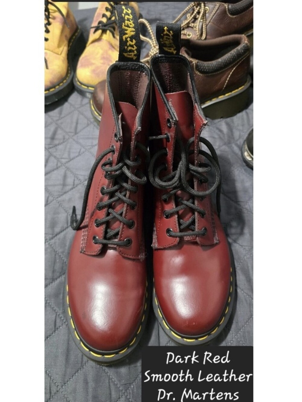 Dr. Martens Women's Dark Red Leather Lace-Up Boots